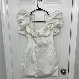 Elegant White Ruffled Mini Dress